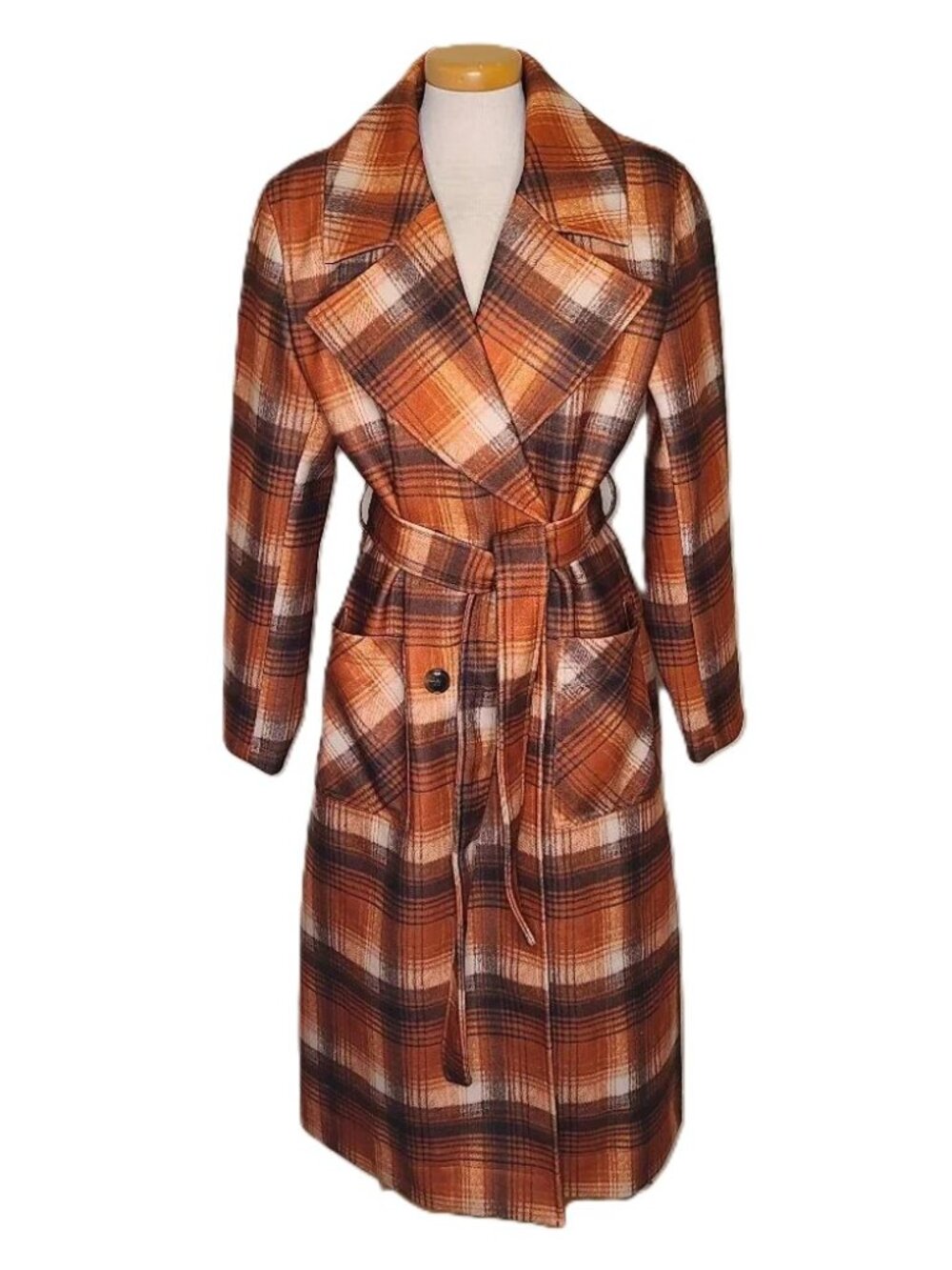NVLT Plaid Belted Lined Trench Coat - Size Large NWT